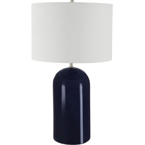 Table Lamps-Kirkland's Home Navy Glazed Ceramic Table Lamp White