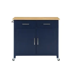 Kitchen Islands & Bar Carts-Kirkland's Home Navy Industrial Kitchen Cart Blue