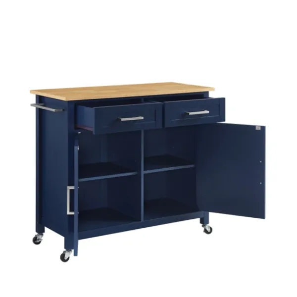 Kitchen Islands & Bar Carts-Kirkland's Home Navy Industrial Kitchen Cart Blue