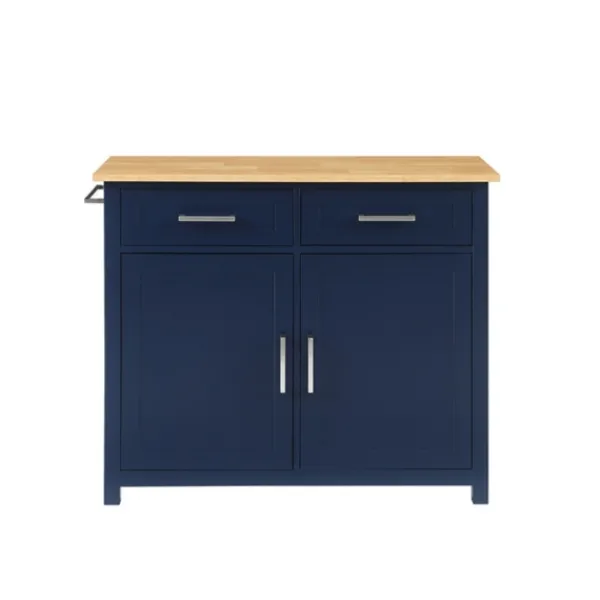 Kitchen Islands & Bar Carts-Kirkland's Home Navy Industrial Kitchen Cart Blue
