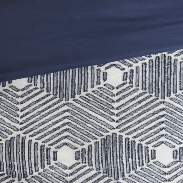 Comforters-Kirkland's Home Navy Jacquard 3-Pc. California King Comforter Set Blue/White