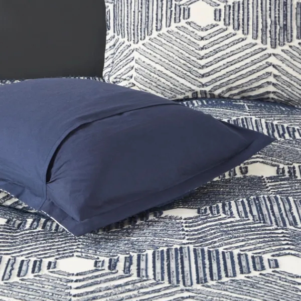Comforters-Kirkland's Home Navy Jacquard 3-Pc. California King Comforter Set Blue/White