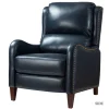 Accent Chairs-Kirkland's Home Navy Leather Nailhead Traditional Recliner Blue