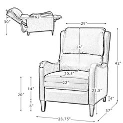 Accent Chairs-Kirkland's Home Navy Leather Nailhead Traditional Recliner Blue