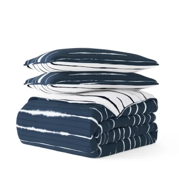 Quilts-Kirkland's Home Navy Linear Reversible 2-Pc. Twin Quilt Set Blue/White
