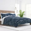 Quilts-Kirkland's Home Navy Linear Reversible 3-Pc. Queen Quilt Set Blue/White