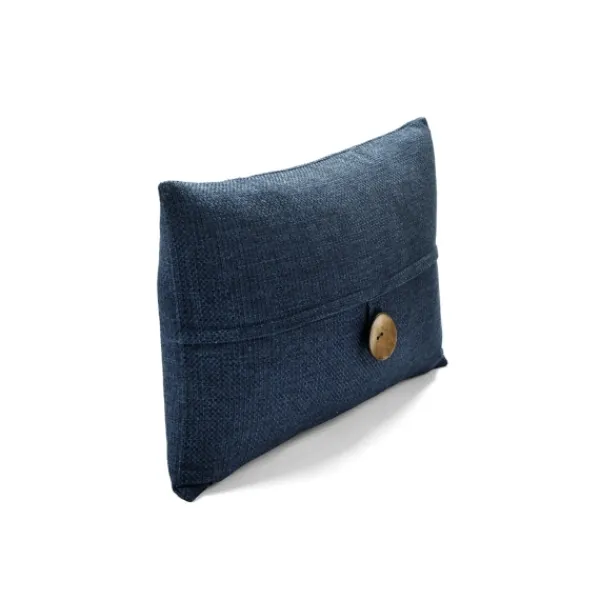 Pillows-Kirkland's Home Navy Linen And Button Lumbar Pillow Cover Blue