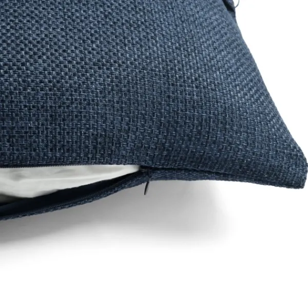 Pillows-Kirkland's Home Navy Linen And Button Lumbar Pillow Cover Blue