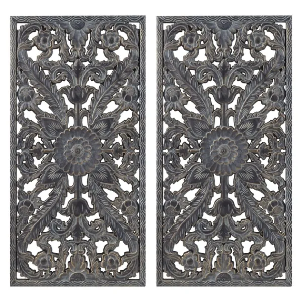 Wall Plaques-Kirkland's Home Navy Madison Park Floral Wall Plaques, Set Of 2 Blue