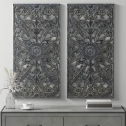 Wall Plaques-Kirkland's Home Navy Madison Park Floral Wall Plaques, Set Of 2 Blue