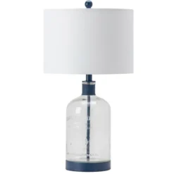 Table Lamps-Kirkland's Home Navy Metal And Glass Jar Table Lamp White