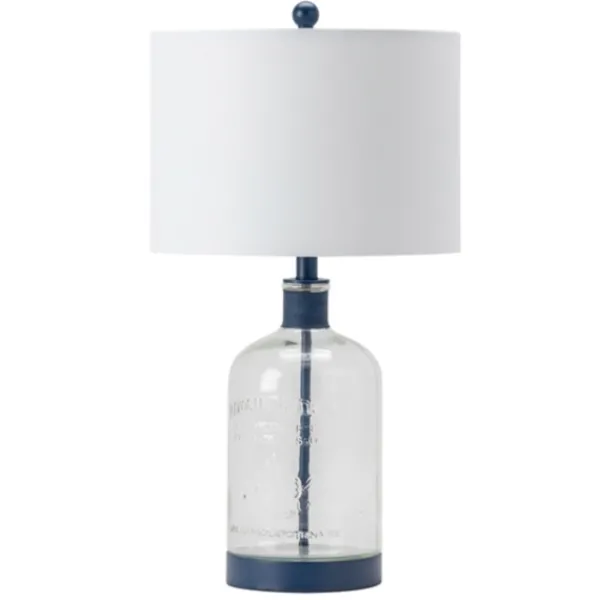 Table Lamps-Kirkland's Home Navy Metal And Glass Jar Table Lamp White