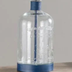 Table Lamps-Kirkland's Home Navy Metal And Glass Jar Table Lamp White
