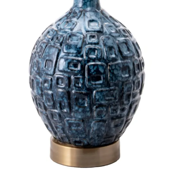 Table Lamps-Kirkland's Home Navy Mod Square Pattern Table Lamp White