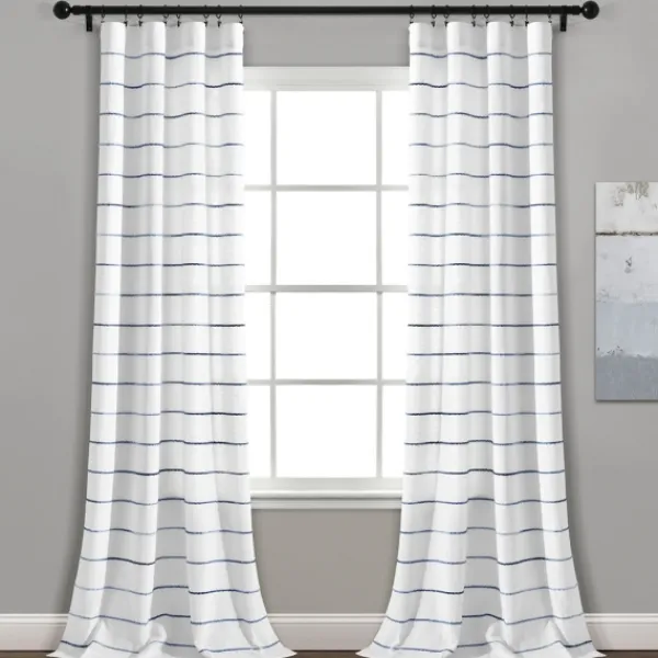 Curtains & Drapes-Kirkland's Home Navy Ombre Stripe Curtain Panel Set, 84 In. Blue/White