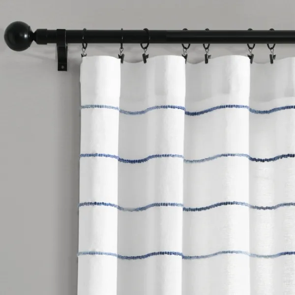 Curtains & Drapes-Kirkland's Home Navy Ombre Stripe Curtain Panel Set, 84 In. Blue/White