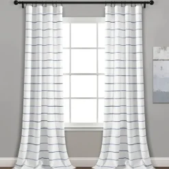 Curtains & Drapes-Kirkland's Home Navy Ombre Stripe Curtain Panel Set, 95 In. Blue/White