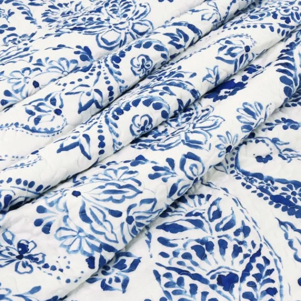 Quilts-Kirkland's Home Navy Paisley 3-Pc. Full/Queen Reversible Quilt Set Blue