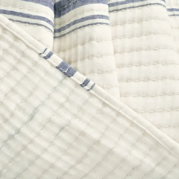 Quilts-Kirkland's Home Navy Pick Stitch Stripe Queen Quilt Blue/White