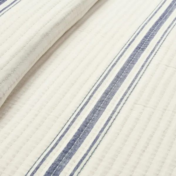 Quilts-Kirkland's Home Navy Pick Stitch Stripe Queen Quilt Blue/White