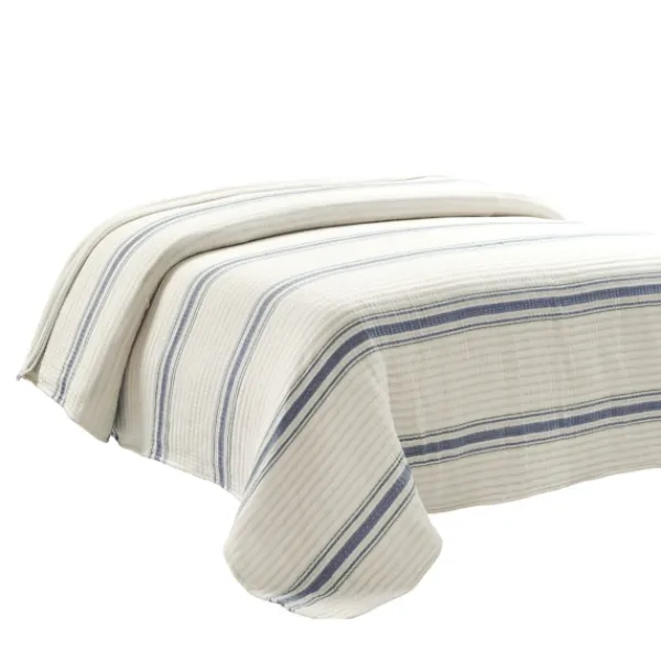 Quilts-Kirkland's Home Navy Pick Stitch Stripe Queen Quilt Blue/White