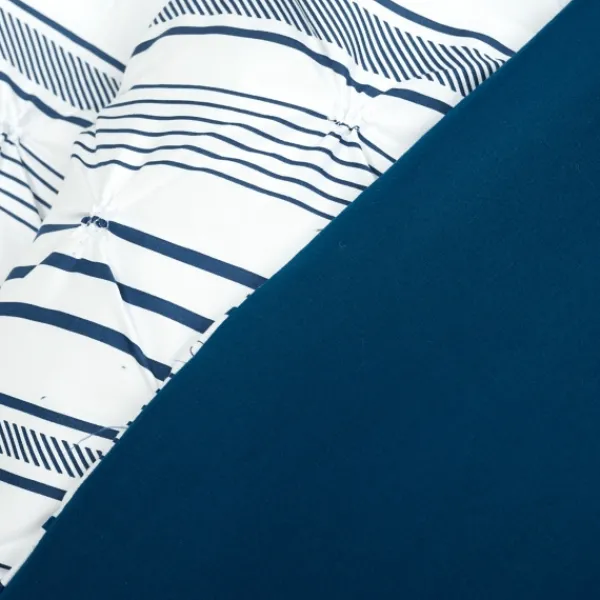 Comforters-Kirkland's Home Navy Pintuck Stripe Full/Queen 5-Pc. Comforter Set Blue/White