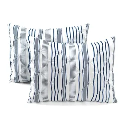 Comforters-Kirkland's Home Navy Pintuck Stripe King 5-Pc. Comforter Set Blue/White