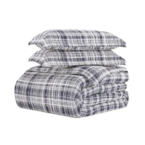 Duvets-Kirkland's Home Navy Plaid Polka Dot 2-Pc. Twin Duvet Cover Set Blue/White