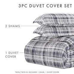 Duvets-Kirkland's Home Navy Plaid Polka Dot 2-Pc. Twin Duvet Cover Set Blue/White
