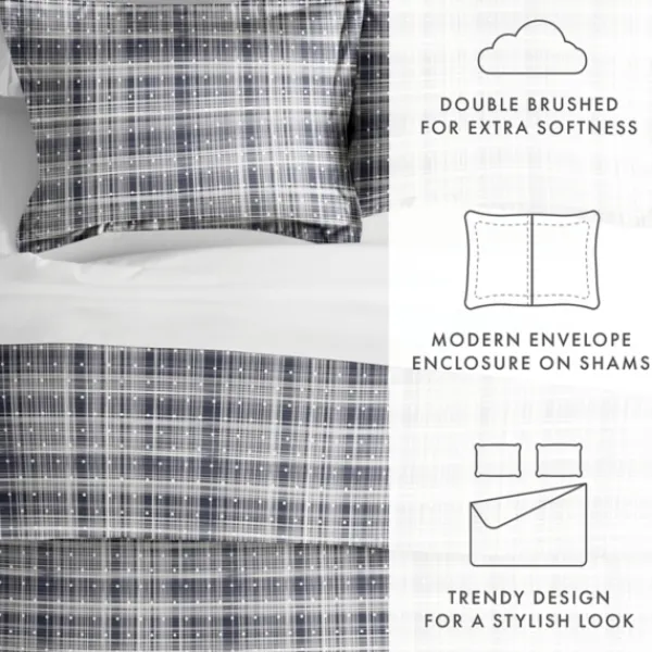 Duvets-Kirkland's Home Navy Plaid Polka Dot 2-Pc. Twin Duvet Cover Set Blue/White