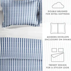 Duvets-Kirkland's Home Navy Rugged Stripe 2-Pc. Twin Duvet Cover Set Blue/White