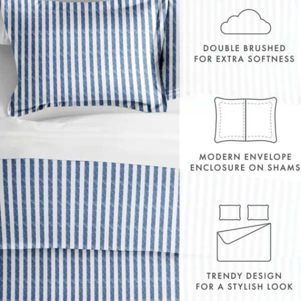 Duvets-Kirkland's Home Navy Rugged Stripe 2-Pc. Twin Duvet Cover Set Blue/White