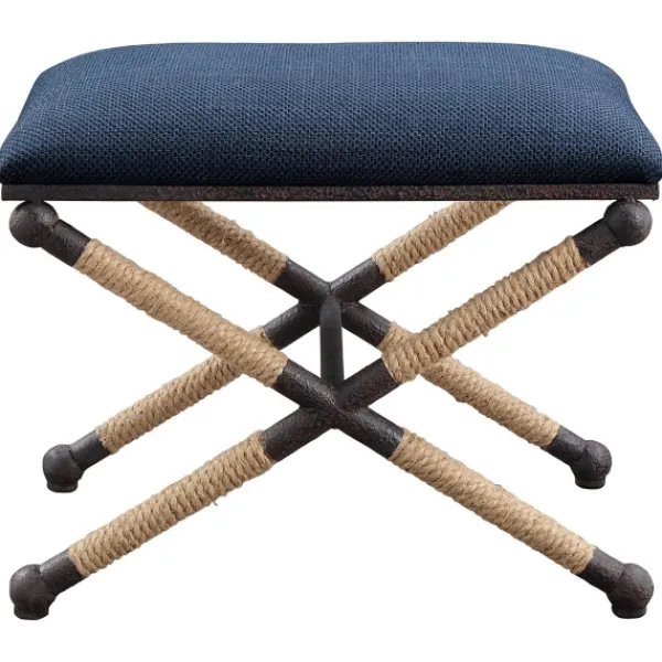 Benches & Ottomans-Kirkland's Home Navy Seat And Black Metal Ottoman Blue