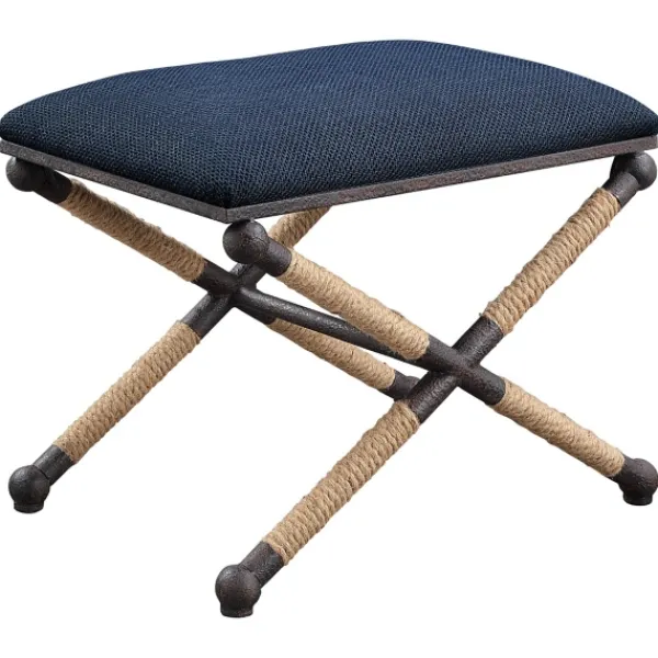 Benches & Ottomans-Kirkland's Home Navy Seat And Black Metal Ottoman Blue