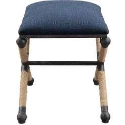 Benches & Ottomans-Kirkland's Home Navy Seat And Black Metal Ottoman Blue
