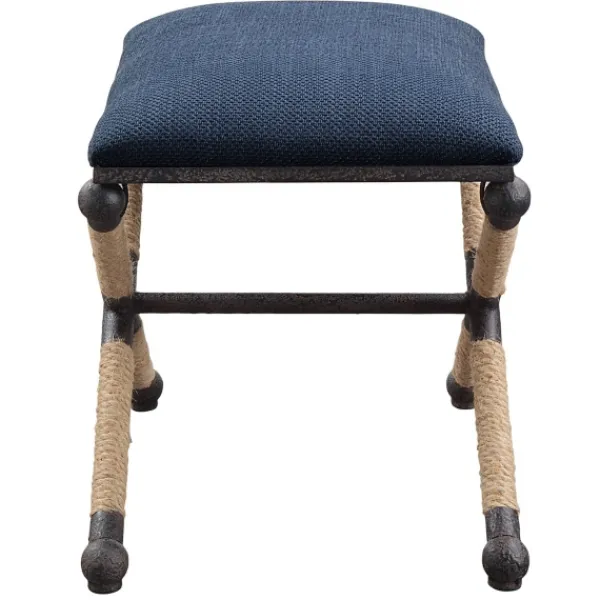 Benches & Ottomans-Kirkland's Home Navy Seat And Black Metal Ottoman Blue