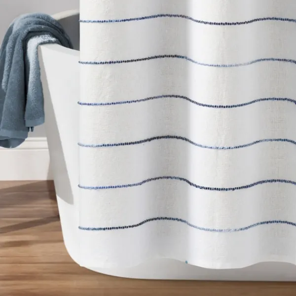 Shower Curtains-Kirkland's Home Navy Stripe Ombre Shower Curtain Blue