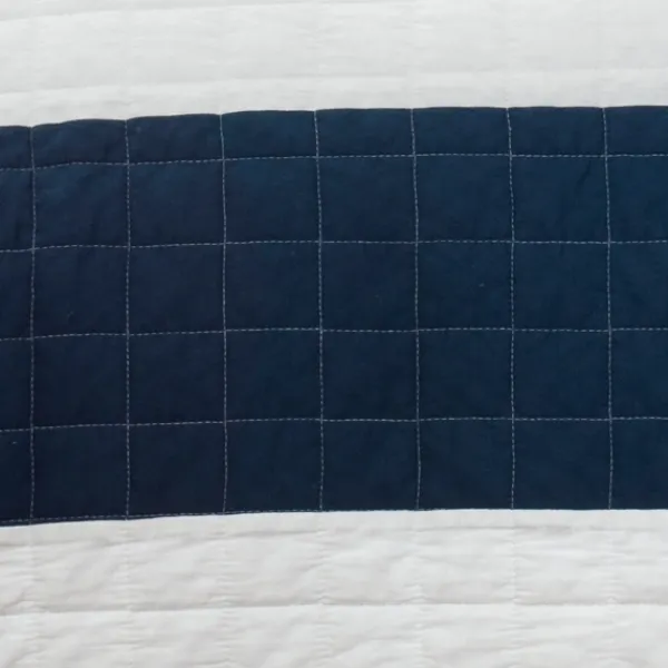 Quilts-Kirkland's Home Navy Stripe 3-Pc. Full/Queen Quilt Set Blue/White