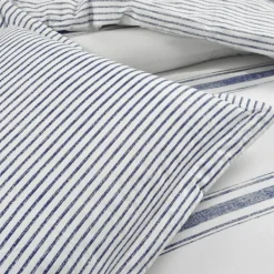 Comforters-Kirkland's Home Navy Stripe 3-Pc. King Comforter Set White/Blue