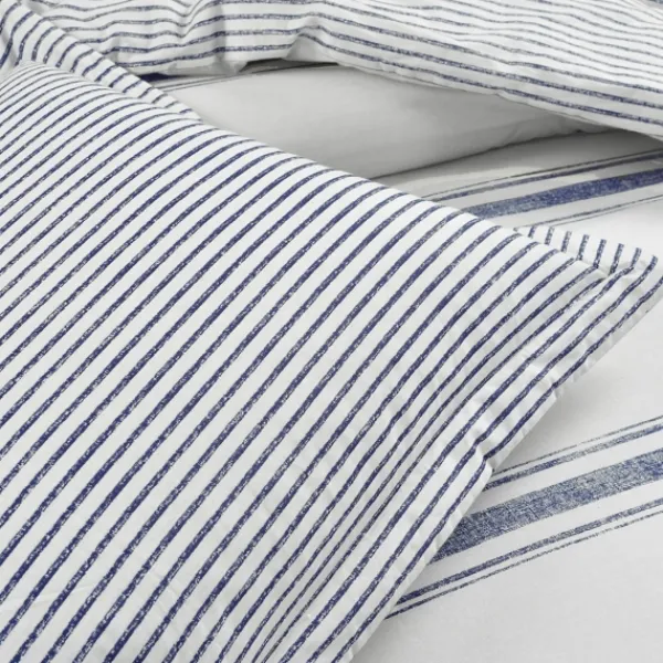 Comforters-Kirkland's Home Navy Stripe 3-Pc. King Comforter Set White/Blue