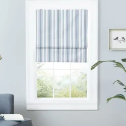 Curtains & Drapes-Kirkland's Home Navy Stripe Ricci Blackout Curtain Shade, 27 In. Blue