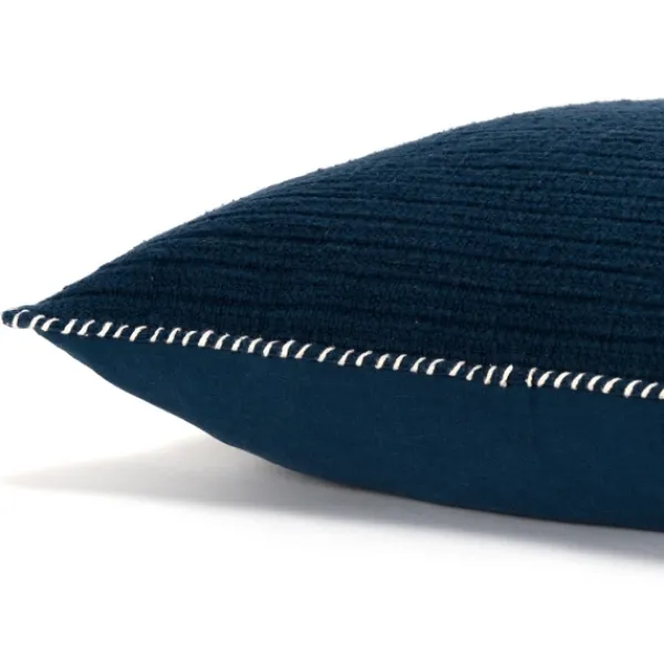 Pillows-Kirkland's Home Navy Subtle Striped Oversized Pillow Blue