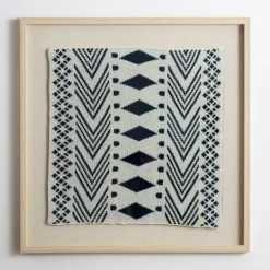 Wall Plaques-Kirkland's Home Navy Textile Shadowbox Wall Plaque Blue/Ivory