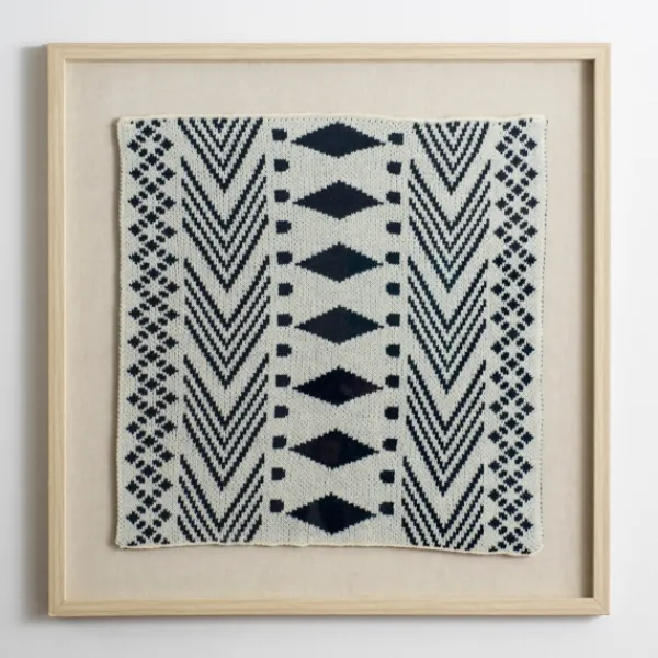 Wall Plaques-Kirkland's Home Navy Textile Shadowbox Wall Plaque Blue/Ivory