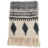 Blankets & Throws-Kirkland's Home Navy Textured Geometric Fringed Throw Blue/White