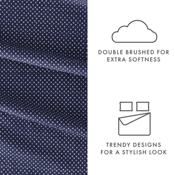 Bed Sheets-Kirkland's Home Navy Tiny Hearts 3-Pc. Twin Sheet Set Blue