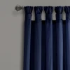 Curtains & Drapes-Kirkland's Home Navy Top Knotted Burlap Curtain Panel Set, 95 In. Blue
