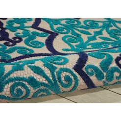 Outdoor Rugs-Kirkland's Home Navy Trellis Outdoor Area Rug, 7X10 Tan/Black/Blue