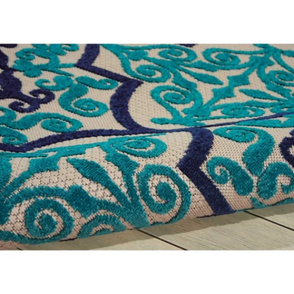 Outdoor Rugs-Kirkland's Home Navy Trellis Outdoor Area Rug, 7X10 Tan/Black/Blue