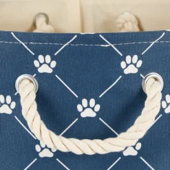 Baskets & Boxes-Kirkland's Home Navy Trellis Paw Print Storage Basket, 16 In. Blue